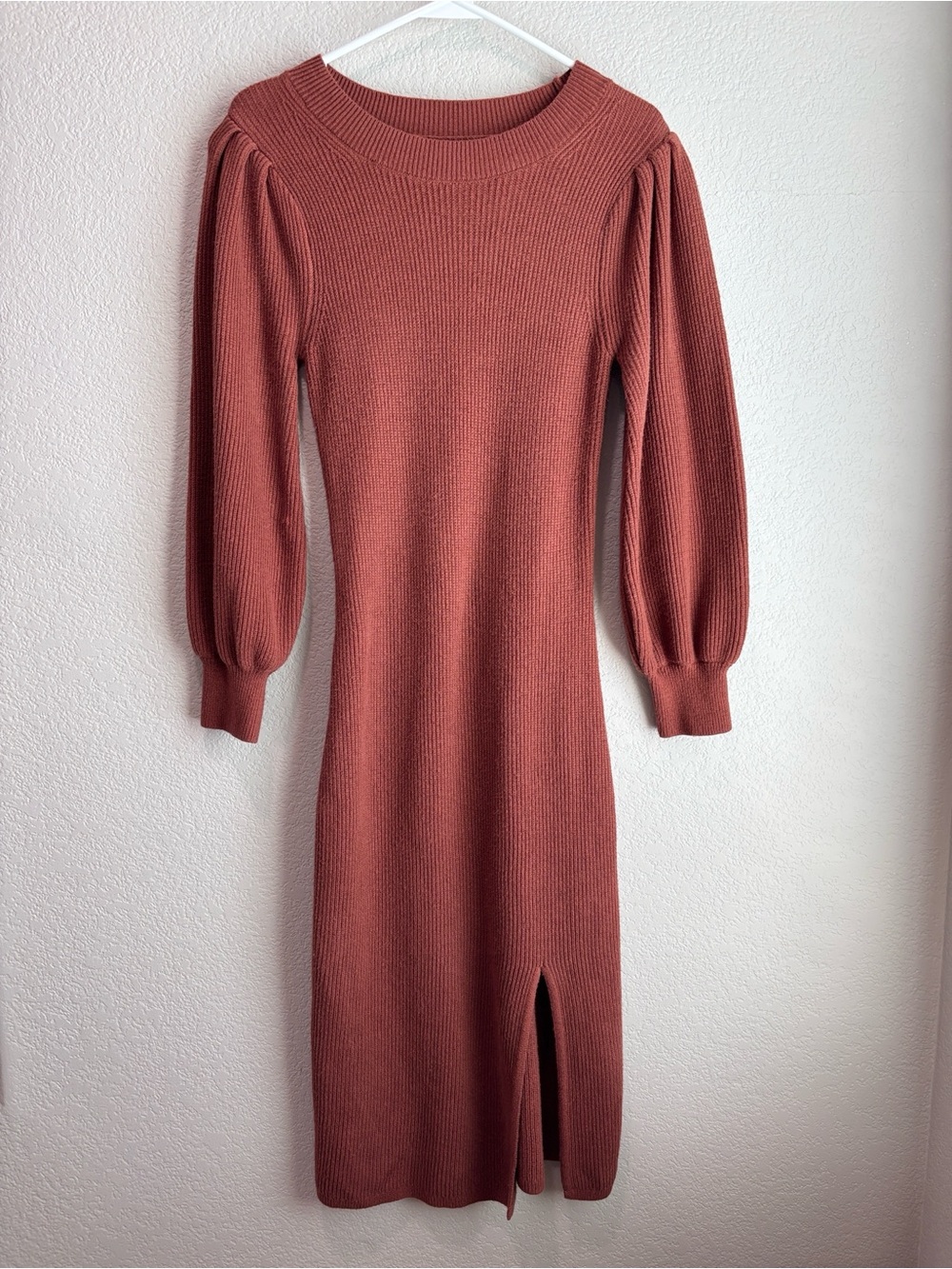 Abercrombie & Fitch Puff Sleeve Ribbed Midi Sweater Dress Women’s Size Medium